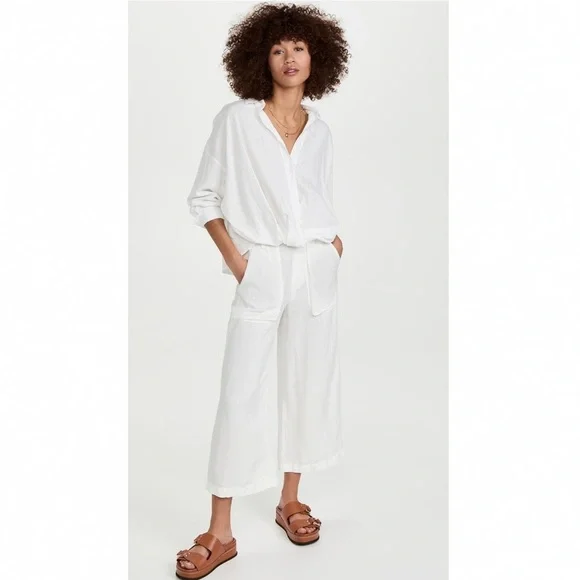 Young Fabulous‎ and Broke YFB Linen Blend Sailor Wide Leg Pants, Green - Size L - Picture 8 of 8